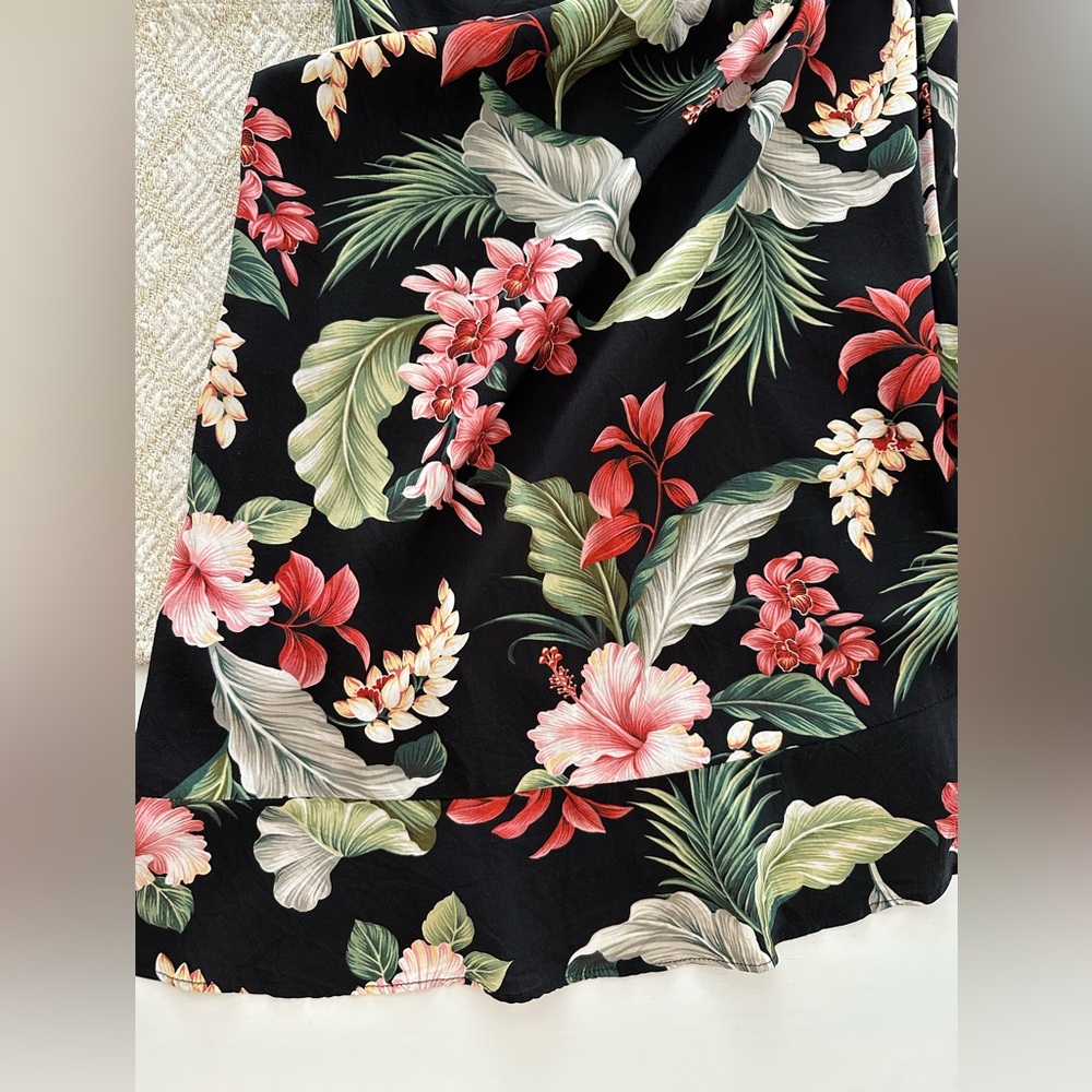 Young Hawaii Vintage Tropical Black Green Red Pink Floral Dress Made In Hawaii M - Picture 5 of 12